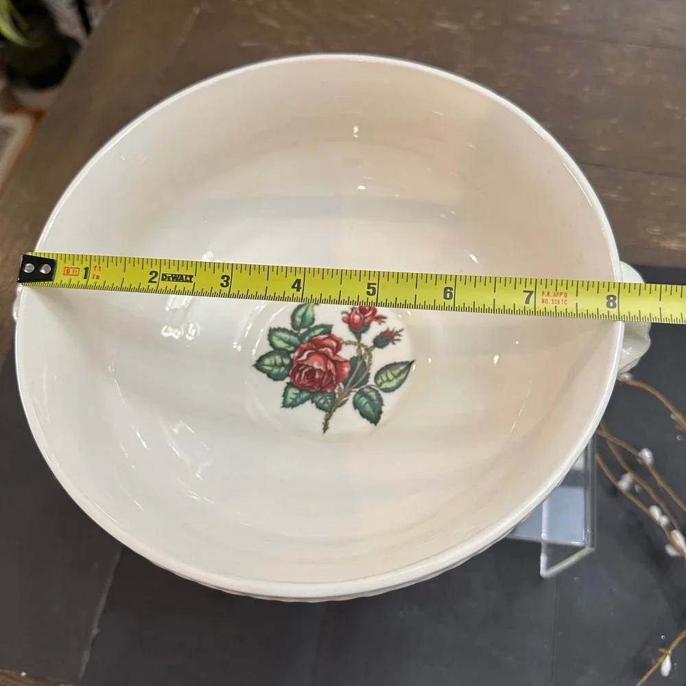 Wedgwood Edme Pedestal Bowl White Vintage Moss Rose Pattern Ram Handles